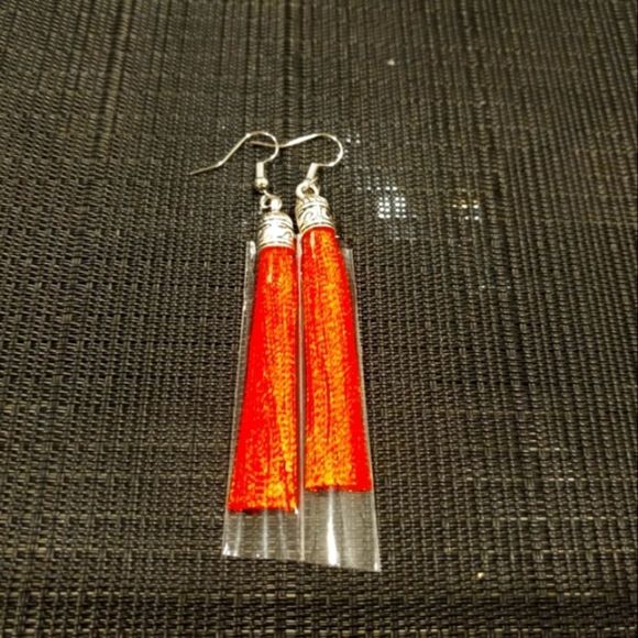 Tassel Jewelry - Bohemian Red/Silver Tassel 2" Earrings